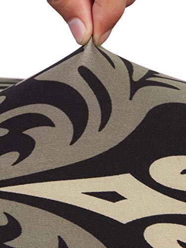 Image of Cortina Dining Chair Slipcover | Protection Chair Cover | Damask Print, Removable, Washable | Universal Fit Soft Stretchy Polyester Spandex | Hotel, Marriage, Wedding | Pack of 6, Black Brown