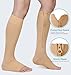 NURCOM Copper Compression Socks for Varicose Veins & Lymphedema, Zipper Compression Socks 20-30 mmHg Knee-High Open Toe Beige Large, Relieve Swelling & Discomfort, Improve Circulation, DVT Prevention