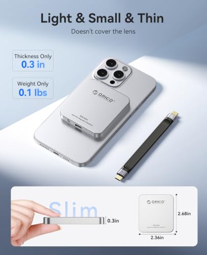 Image of ORICO 128GB Magnetic External SSD, Aluminum Alloy, Up to 150MB /s - K15Mini | External Solid State Drive, Plug & Play Mobile Storage for iPhone, Android, Laptop, Ideal for Student, Home & Office Use