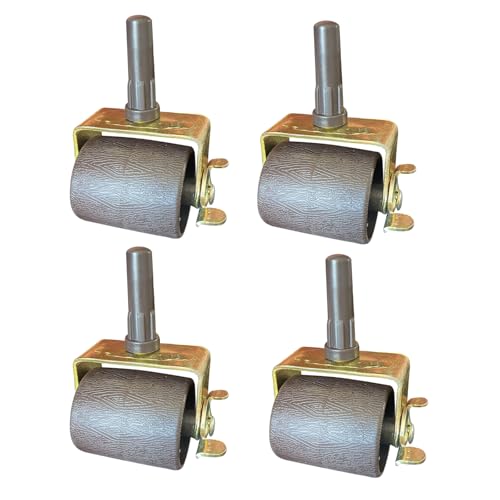 Heavy Duty Metal Stem Bed Frame Wheels Casters Rollers with Socket Sleeve Inserts, Replacement Set of 4 Locking