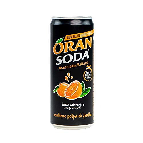 Oran Soda Crodo Limonade (24 x 330 ml) - sinaasappellimonade - met vruchtvlees - natuurlijke aroma's - sinaasappels uit Zuid-Italië - verfrissend fruitig - puur of als cocktail genieten - wegwerp blik