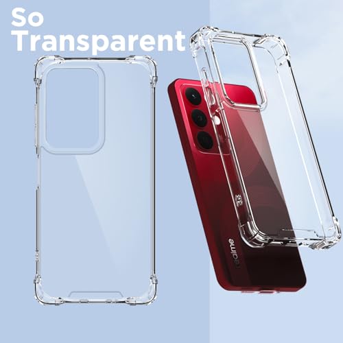 Image of Amazon Basics Back Cover for Realme Narzo 90X 5G / Realme C85 5G / Realme 15X 5G PC + TPU Clear Transparent Raised Edges Shockproof Protective Phone Bumper Case (Transparent)