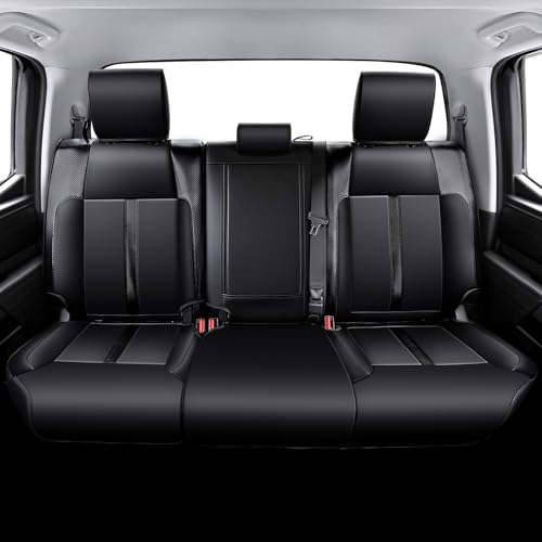 Image of Carlimeki Leather Seat Covers Custom Fit for Tundra 2022-2027 CrewMax | Fits SR, SR5, Limited, Platinum, 1794 Edition, TRD Pro, Capstone - Carbon Fiber - Premium Faux Leather Fully Covered