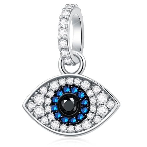 Evil Eye Charms Dangle fit Pandora Mothers Day Bracelet Necklace, 925 Sterling Silver Sparkling Turkish Blue Eye Charm Pendant with Blessed, Lucky Gifts for Family/Friends/Couple3