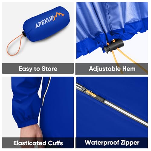 Image of APEXUP Packable Rain Jacket Men Waterproof Lightweight Raincoat with Hood