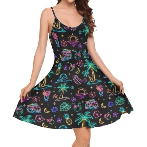 Image of Coloranimal Women's Summer Sleeveless Casual Swing Dresses with Loose Fit Beach Sundress