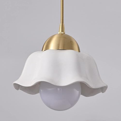 Miniatura 6 de Modern White Pendant Lamp Mid Century Vintage Ceramic Shade Pendant Lights Industrial Copper Hanging Lamp for Dining Room Kitchen Island Living Room
