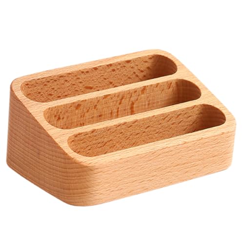 ledmomo 木製多機能名刺スタンド オフィスカード収納ホルダー 多区画デザイン 耐久性と安定感 卓上用整理整頓用