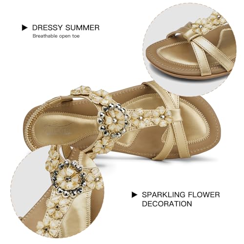 Image of SHIBEVER Dressy Flat Women Sandals: Comfortable Arch Support Womens Sandal
