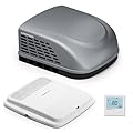 RV Air Conditioner 15000 BTU, KINGRVER Non-Ducted Rooftop AC Unit Cooling With Air Distribution Box Gray for Motorhome, Travel Trailer, Fifth-Wheel, Camper Van