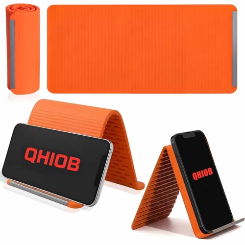 Foldable Silicone Phone Holder Flexible Silicone Phone Holder Ultra-Slim Foldable Phone Stand Multi-Angle Adjustable Stand For Tablet Laptop Desk Travel Non-Slip Bed Office Treadmill (Orange*1)