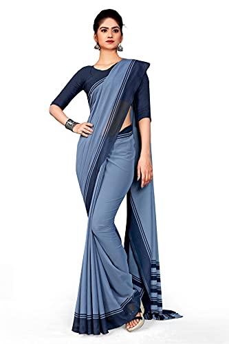 Image of Uniform Sarees Corp Women's Polyester, Cotton Saree With Blouse Piece