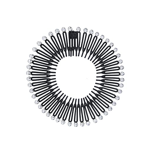Suoirblss 10PCS Stretch Flexible Headband Hoops with Teeth Comb for Women (Black)