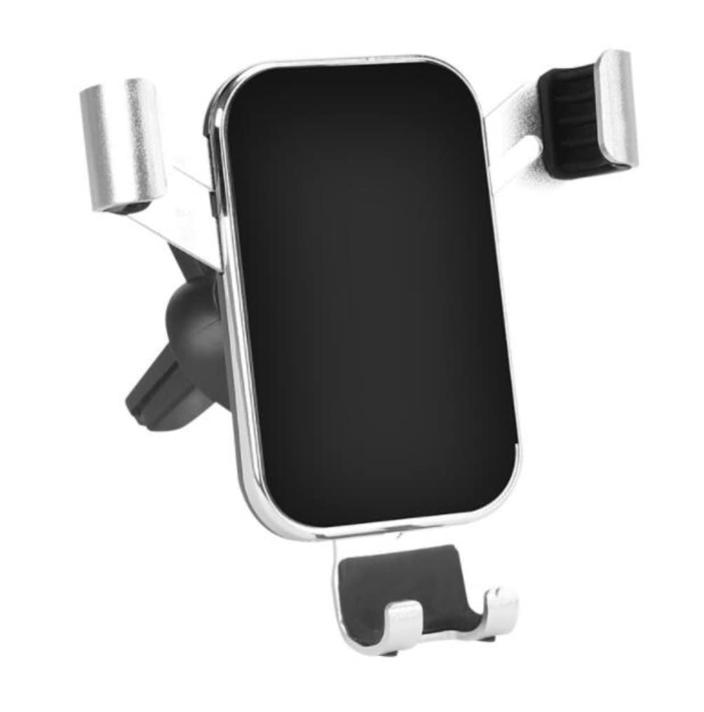 Smartfon Uchwyt Do Samochodu Uchwyt samochodowy na telefon Samochodowy uchwyt na telefon ze stopu aluminium Metalowy uchwyt samochodowy grawitacyjny Wspornik Nawigacyjny (Color : Silver)