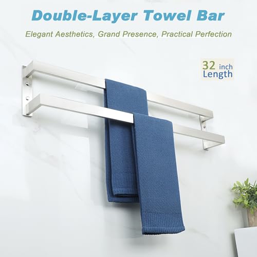 Alise Double Towel Bar 32 for Bathroom Wall - Brushed Nickel