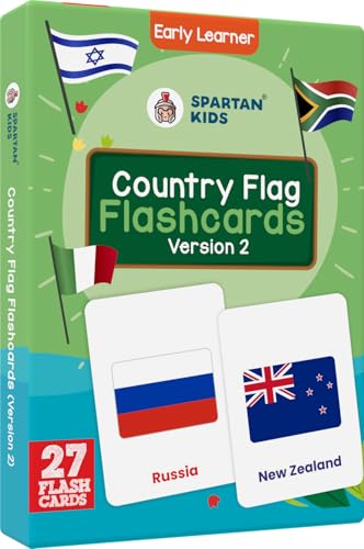 Image of SPARTAN KIDS World Country Flags (Version 2) Flash Cards for Kids Creative Thinking | 27 Early Learning Flash Cards Easy & Fun Way of Learning 1 Year to 6 Years Babies