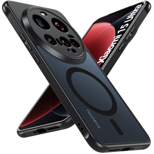 Hensinple für Xiaomi 15 Ultra Hülle 6.73 Zoll Magnetisch Xiaomi 15 Ultra Case Kompatibel mit MagSafe [Zuverlässiger Schutz] Stoßfest Hülle XiaoMi 15 ultra Matt Transluzente Bumper Schutzhülle Schwarz