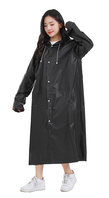 Image of Rain Ponchos for Adults, Reusable PEVA Rain Coats for Women Men Waterproof Lightweight Long Rain Jackets with Hood