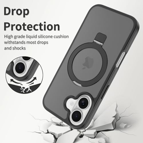 Image of Magnetic for iPhone 17 Case, 6.3 inch, Compatible with MagSafe, Rugged Kickstand, Not-Yellowing Military-Grade Protection, Matte Black