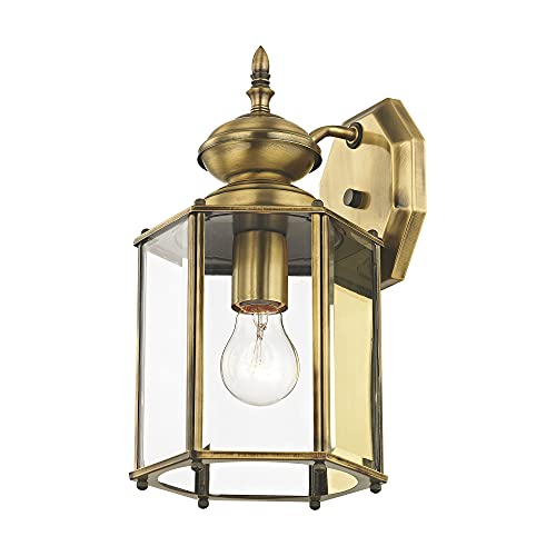 Image of Livex Lighting 2007-01 Outdoor Wall Lantern, Antique Brass