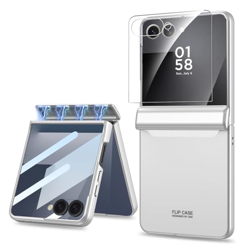 Image of Kapa Ultra Thin Back Cover for Galaxy Z Flip7 / Z Flip 7 | with [Magnetic Hinge Protection] and Inbuilt Glass Window Protection (Silver)