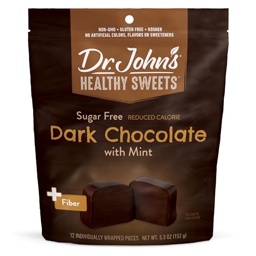 Dr. John's Healthy Sweets Dark Chocolate Mint Squares, Vegan, Gluten Free, Non-GMO, 3.85 Ounce, 12 Pieces