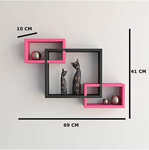 Image of Home Sparkle Mozaic Shelf Engineered Wood (Black & Pink)