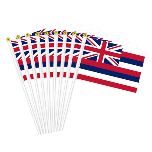 Hawaii Flag Small Mini Handheld Hawaii State Flags on Sticks for Parades Patriotic Events and Party Decorations