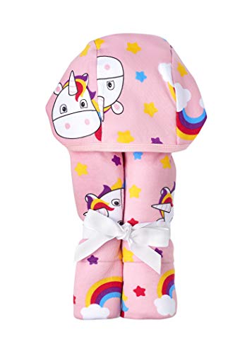 Yikes Twins Baby Hooded Towel | Unicorn and Rainbows | Girl Baby Gift |Shower Gift for Newborn | 34