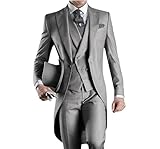 Hombre De Ajustado Groomsmen Smoking Traje de FRAC for Hombre, 3 Piezas, for Boda, Novio, Esmoquin, Formal, for graduación, Conjunto de Moda(Gray,XL)