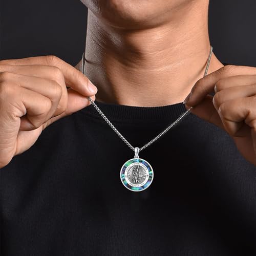 Patron Saint Medal Necklace 925 Sterling Silver Religious Protection Pendant Necklace Catholic Jewelry Gift for Men Women3