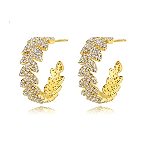 Boucles d'oreilles plaqué or feuilles étincelantes au raffinement intemporel