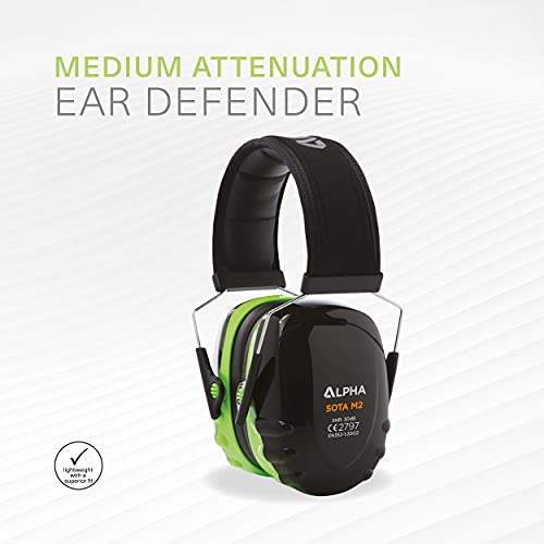 ALPHA SOTA M2 Black, Green Medium Attenuation Lightweight Safety Ear Defenders - Image 4