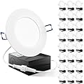 Sunco 24 Pack 4 Inch Ultra Thin LED Recessed Ceiling Lights Slim, 6000K Daylight Deluxe, Dimmable 10W, Canless Wafer Thin with Junction Box.