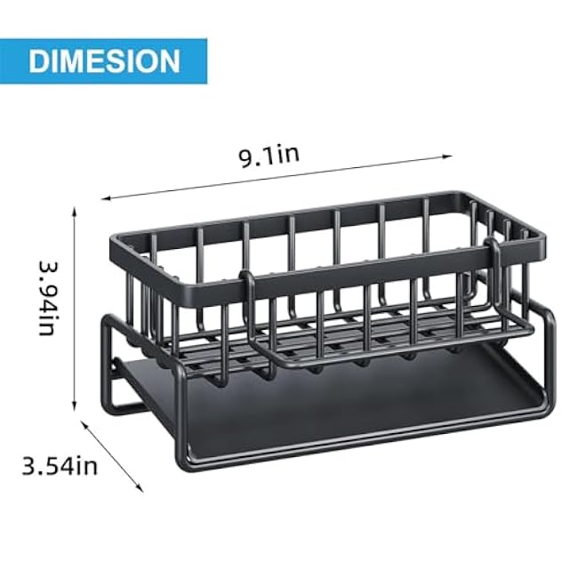 Sponge Holder for Kitchen Sink with Auto Draining Tray sink caddy Rustproof Stainless Steel kitchen sink organizer Self Drain Dish Soap Sponge Caddy for Counter