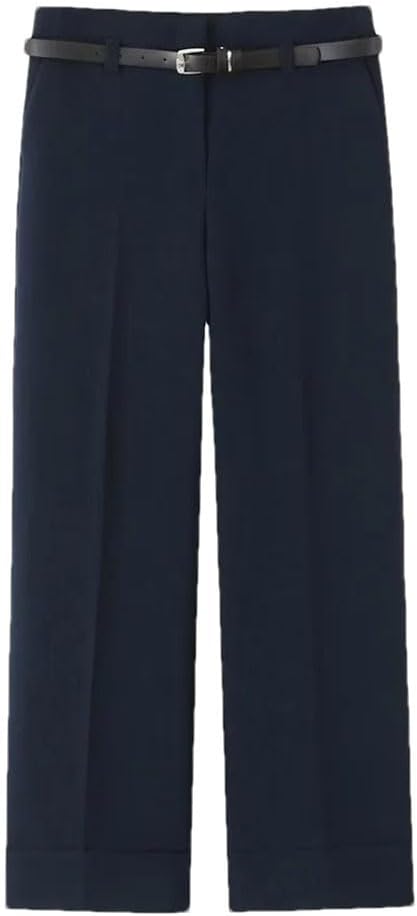 Women's High-Waisted Belted Ankle-Length Trousers
