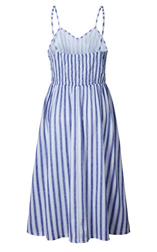Angashion Women's Dresses-Summer Floral Bohemian Spaghetti Strap Button Down Swing Midi Dress - Image 7
