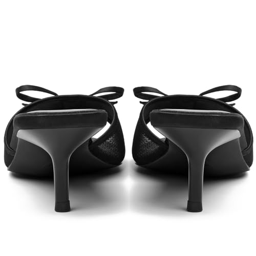 Image of Mostrin Kitten Heels for Women Pointed Toe Vintage Mules Heels Sexy Slip on Stiletto Backless Sandals for Party Wedding Daily
