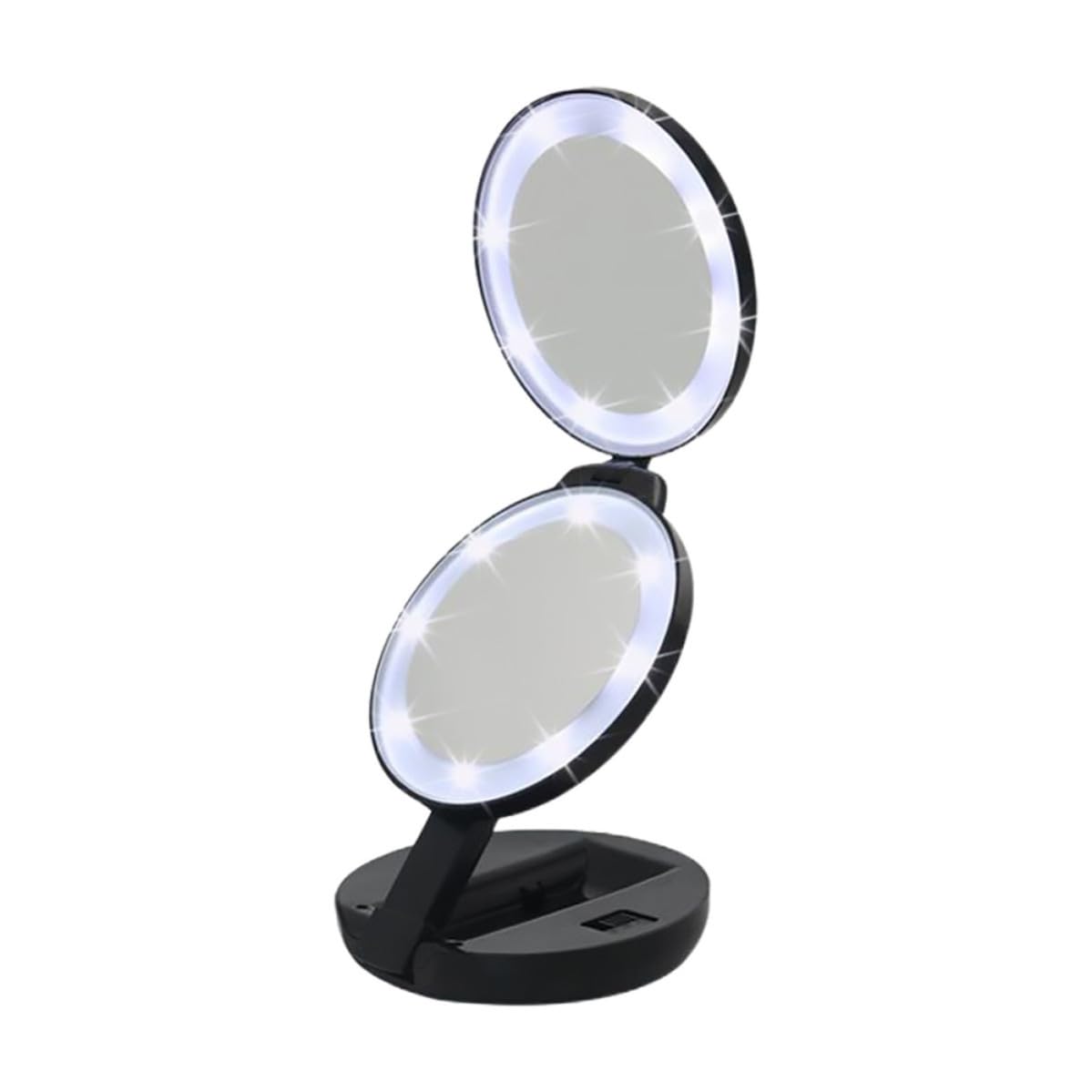 Miroir compact en ABS noir avec verre grossissant de haute clarté