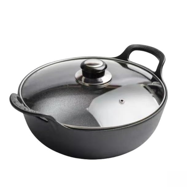 Image of 9 inch Cast Iron Wok with Handles, Grilling Pan, Use in the Oven, on the Stove, or on the Grill (9 inch)