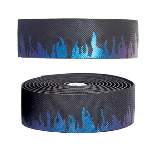 Hellery 自転車ハンドルバーテープ サイクリングハンドルラップ 通気性 滑り止め 耐衝撃 バーエンドプラグ付き アウトドア サイクリング ロードバイク用 2個セット, ブルーパープル