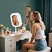 Ansuoda Schminkspiegel mit Beleuchtung, Dimmbare Helligkeit Vanity Spiegel, Wiederaufladbare Touch Tischspiegel für Schlafzimmer Schminktisch Zuhause Reise