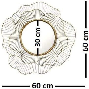 METALMASTERY Stainless Steel Decorative Mirror Wall Mounted Hanging Mirror Sculpture Metal Golden Rose Design Modern Art Mirror for Home Decor (Artistic, Framed)(Gold)