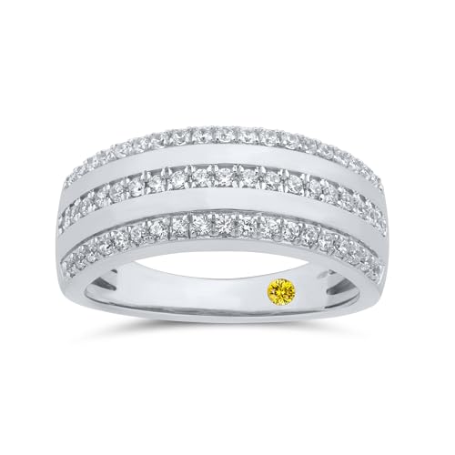Lab Grown Diamond Rings for Women | Real White Gold Plated 925 Sterling Silver 1/4 CTTW Certified Diamond Bands