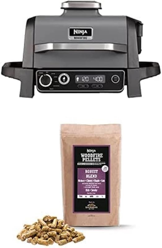 Bundle of Ninja OG701UK Woodfire Electric BBQ Grill & Smoker, 7in1