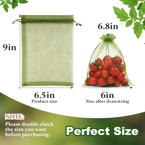 Image of Crweety 50PCS Organza Bags 6x9 Green Large Mesh Bags Drawstring Sheer Goodie Pouches for Jewelry Candy Treats Mother's Day Weddings Gifts Birthday Party Favors Packaging, Fruit Protection Bag Bulk