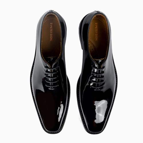 Dress Shoes for Men | Genuine Leather Oxford High Gloss Design Lace-Up Closure Black Dress Shoes Men2