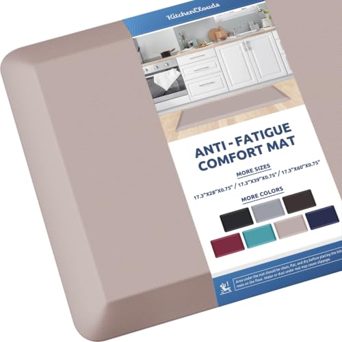 Image of KitchenClouds Kitchen Mat Cushioned Anti Fatigue Kitchen Rug Non Slip Standing Mat Comfort Floor Mats for Sink Office (17.3 inchx39 inch- 0.8inch,Khaki)