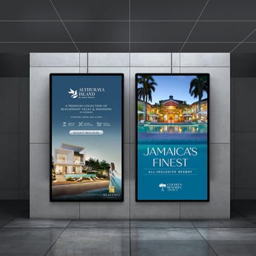 Comercial Pantalla Digital, Incluye Control Remoto y Puerto USB, Reproducción en Bucle de Vídeos e Imágenes, Volumen Regulable, Protector de Vidrio Templado,Plug & Play Non-touchscreen-43”