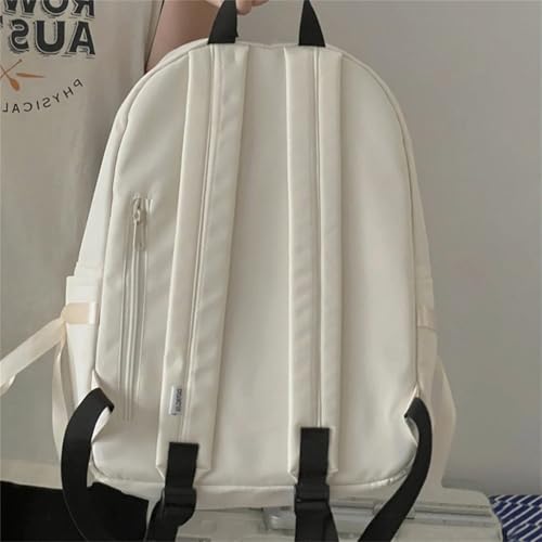 Mochila elegante de nailon blanco para mujer con lazos sutiles 3